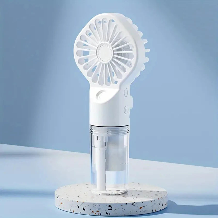 Portable Handheld Spray Fan – USB Rechargeable Mini Mist Fan Handheld Mist Fan PLUSH WHITE
