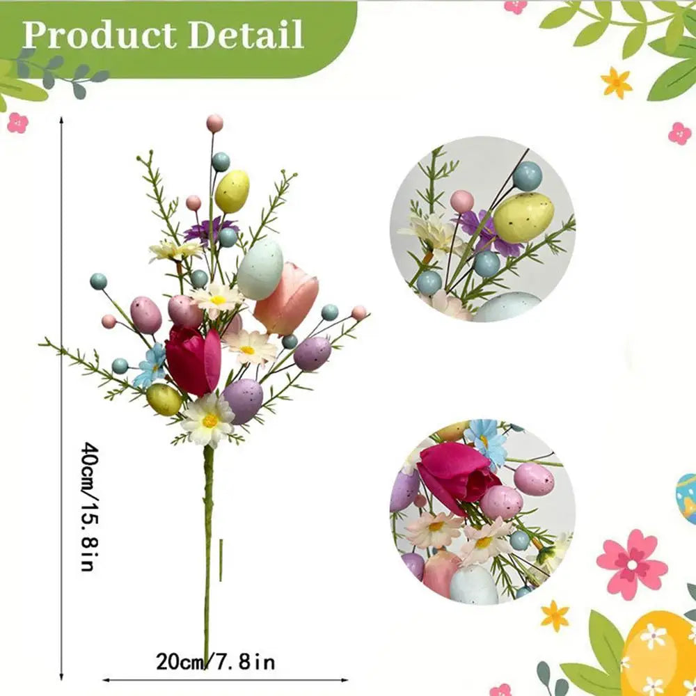 Easter Egg Picks Artificial Floral Spring Stems Vase Filler Artificial Floral Pick PLUSH 1PC Type A
