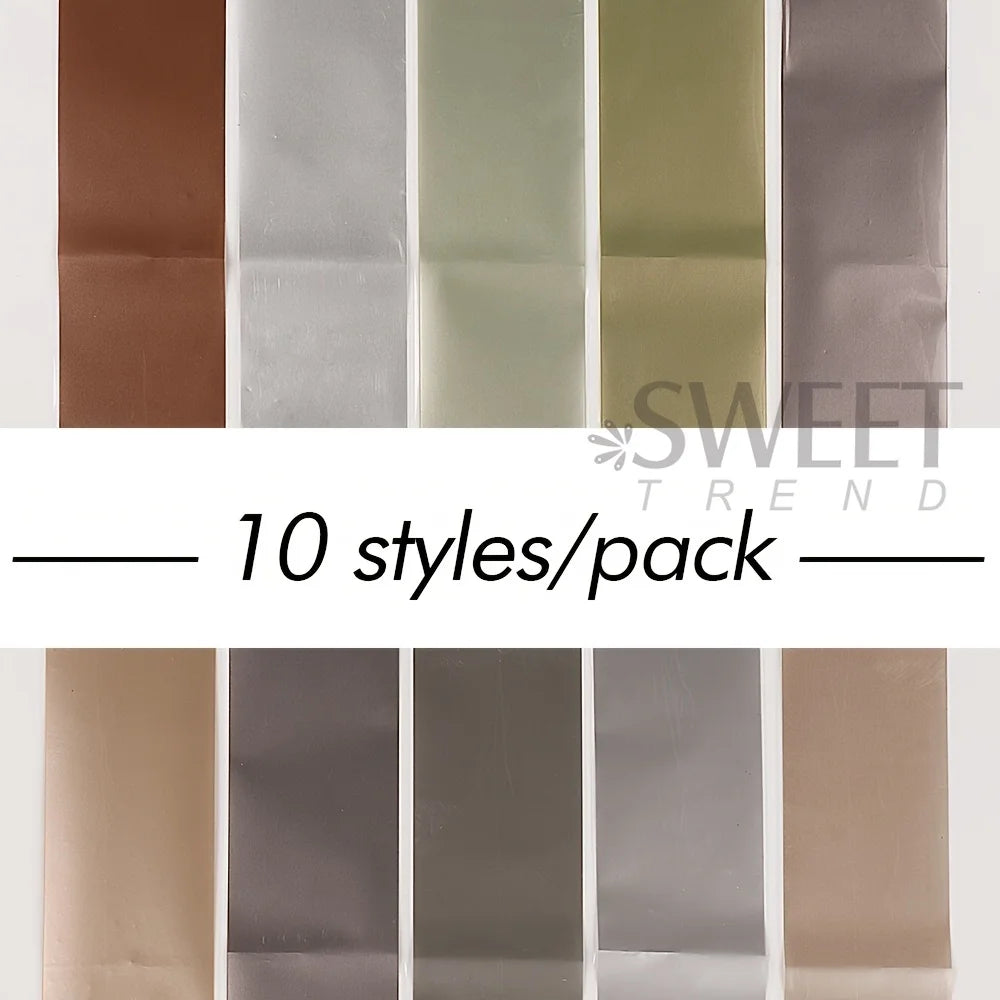 Matte Metallic Nail Foil Wraps 10-Pack – Gold Silver Starry Sky Nail Foil Wraps PLUSH