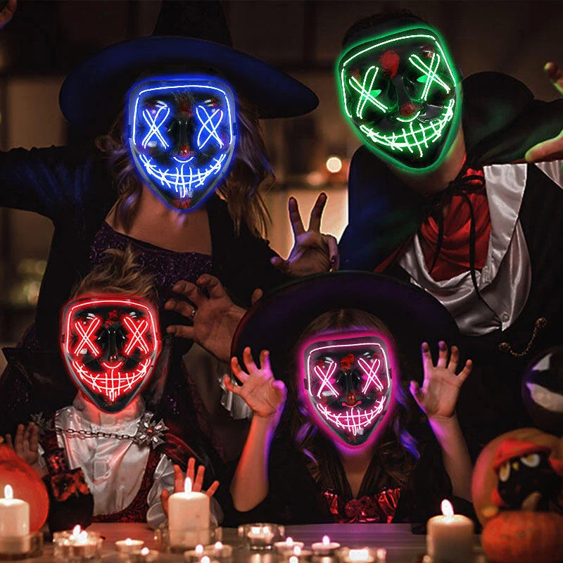 Horror LED Glowing Mask – Halloween Scary Light-Up Cosplay LED Costume Mask PLUSH