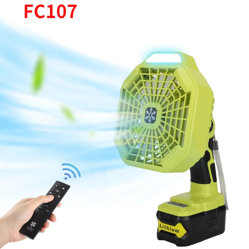 ZUIDID Battery Fan & Light for Ryobi 18V – 3-Speed LED Cordless Battery Fan PLUSH FC107 China Mainland