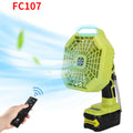 ZUIDID Battery Fan & Light for Ryobi 18V – 3-Speed LED Cordless Battery Fan PLUSH FC107 China Mainland