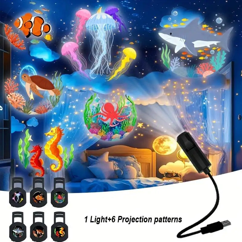 USB LED Projector Night Light Set of 3 – Room Decor Lamp LED Projector Night Light PLUSH A6