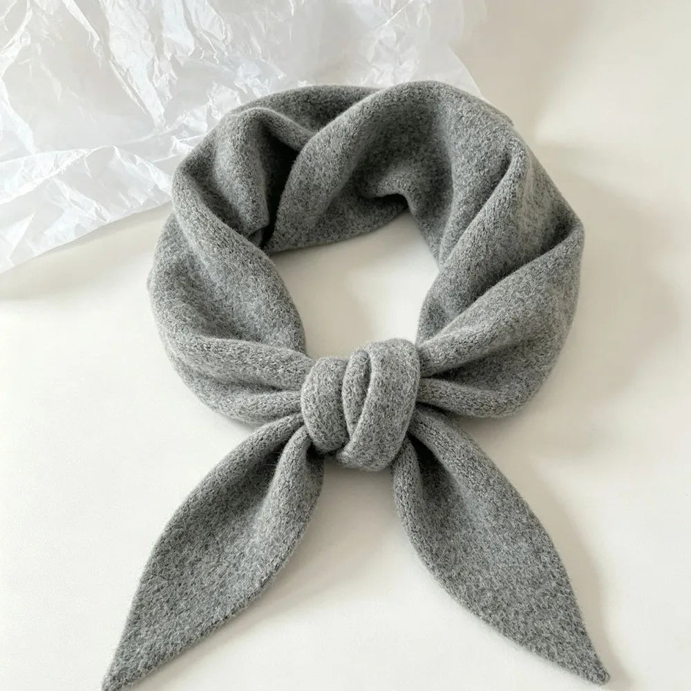 Women's Knitted Triangle Scarf False Collar Warm Shawl Knitted Scarf Shawl PLUSH Grey