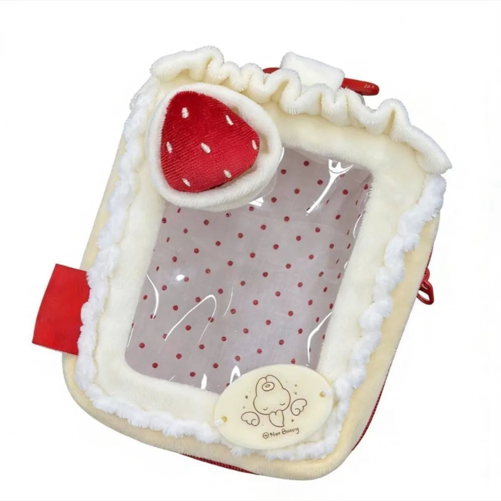 Transparent Strawberry Cake Bag Charm PVC Mini Display Pouch Bag Charm Pouch PLUSH Style 1