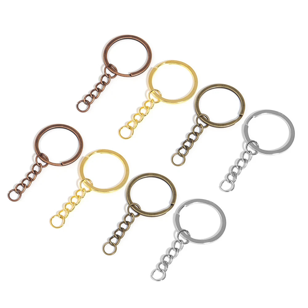 28mm Metal Split Key Rings with Chain – DIY Jewelry 5-20pcs Jewelry Making Findings PLUSH