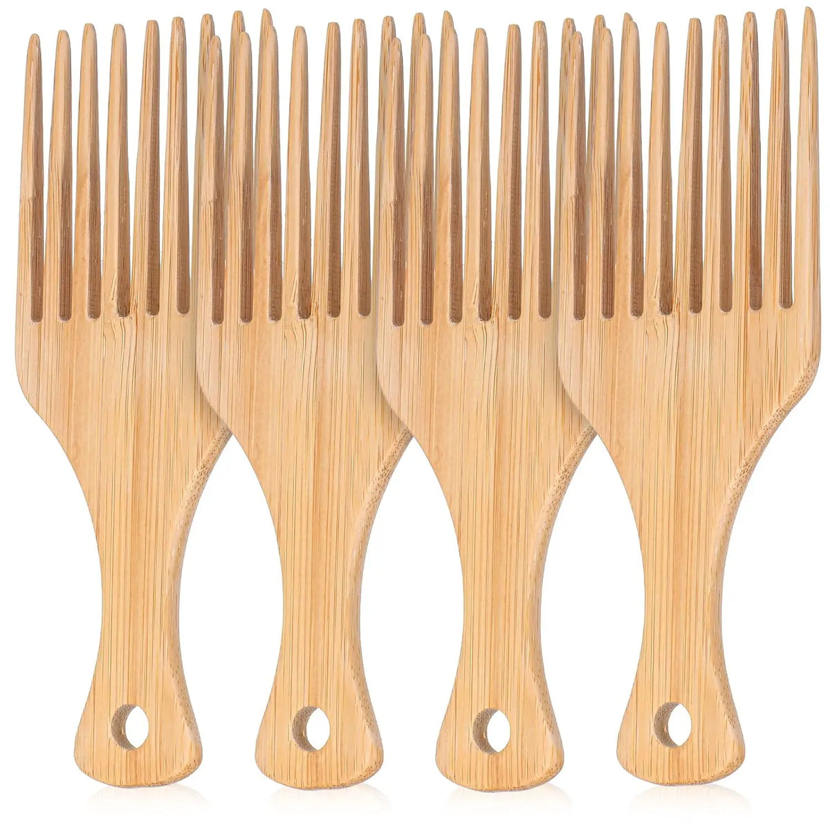 Wooden Afro Hair Picks – Curly, Thick Hair & Beard Combs Hair Pick Comb PLUSH 4pcs
