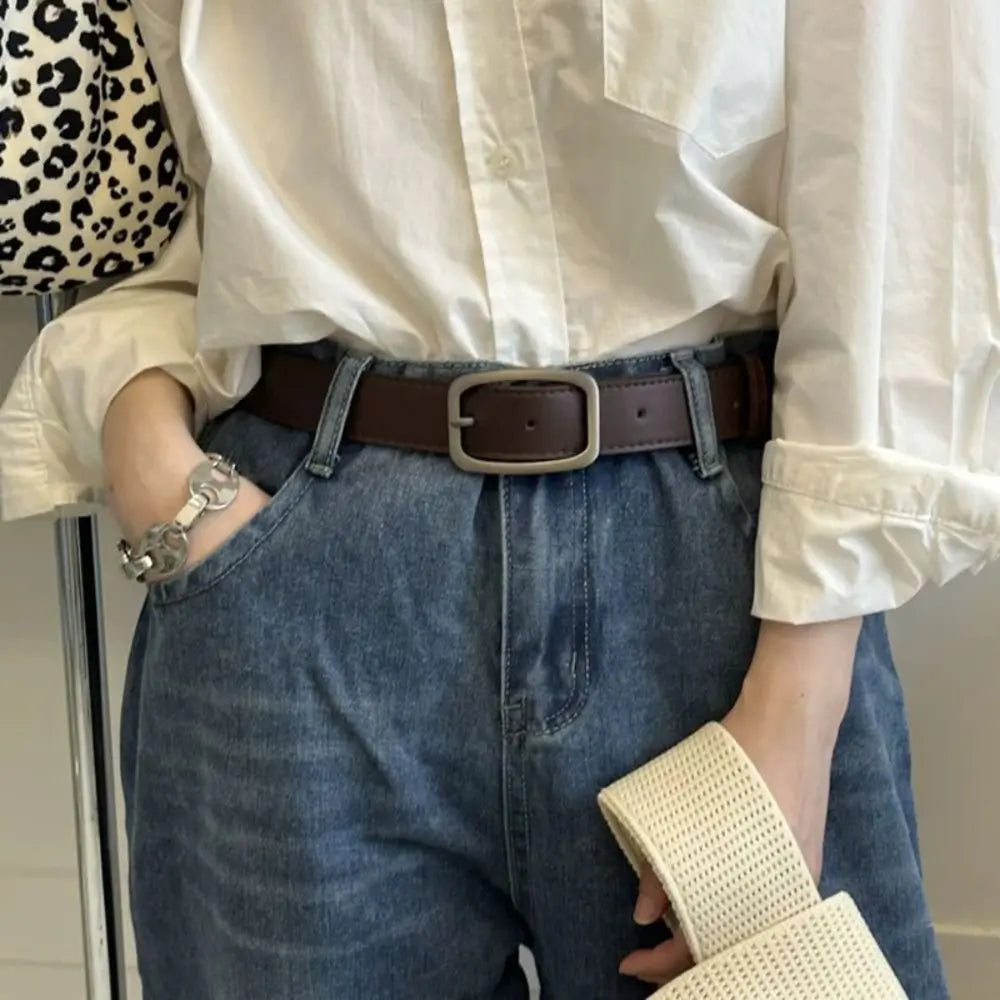 Unisex PU Leather Retro Square Buckle Belt – BF Style PU Leather Belt PLUSH