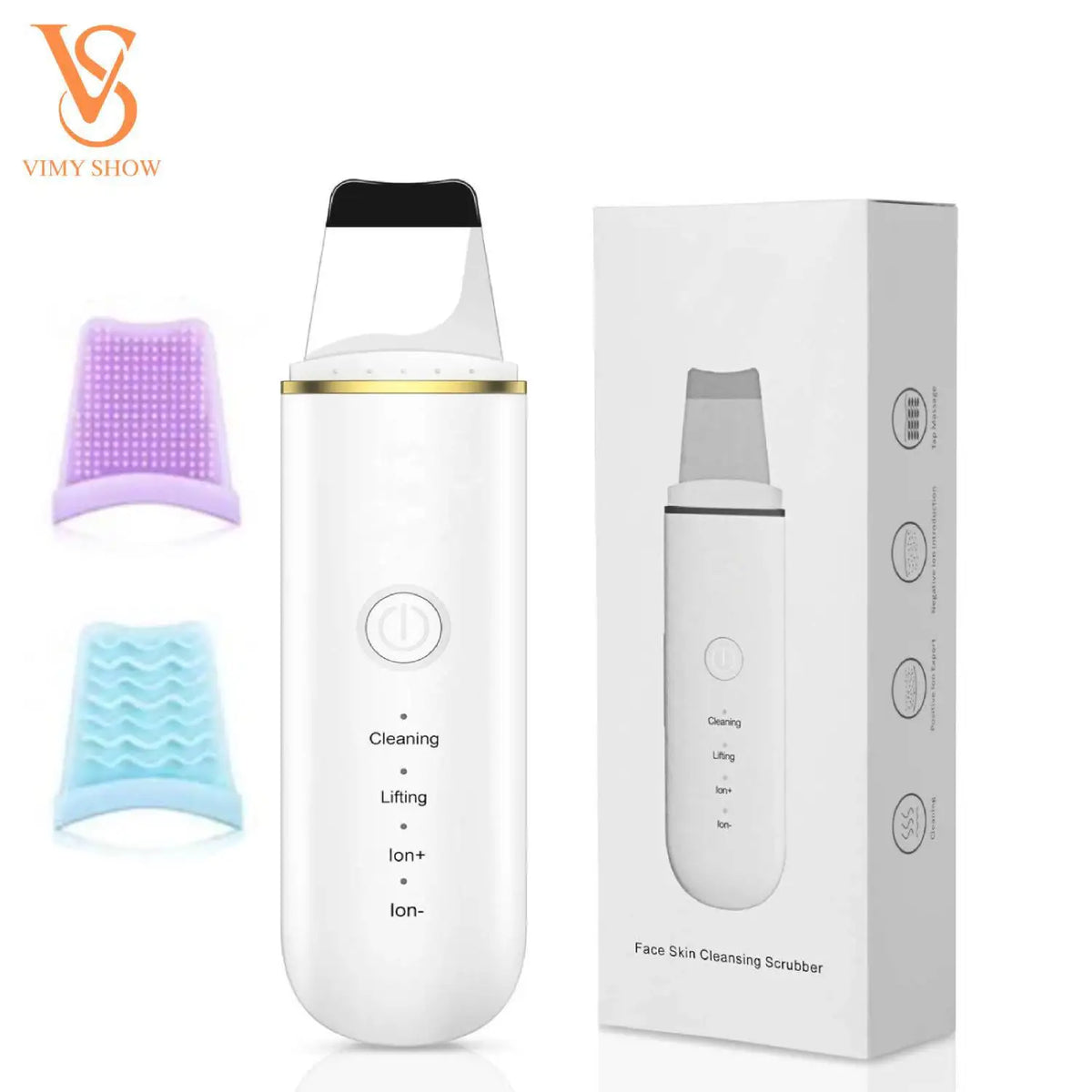 Ultrasonic Skin Scrubber Face Spatula – 4-Mode Pore Cleaner Facial Cleansing Device PLUSH