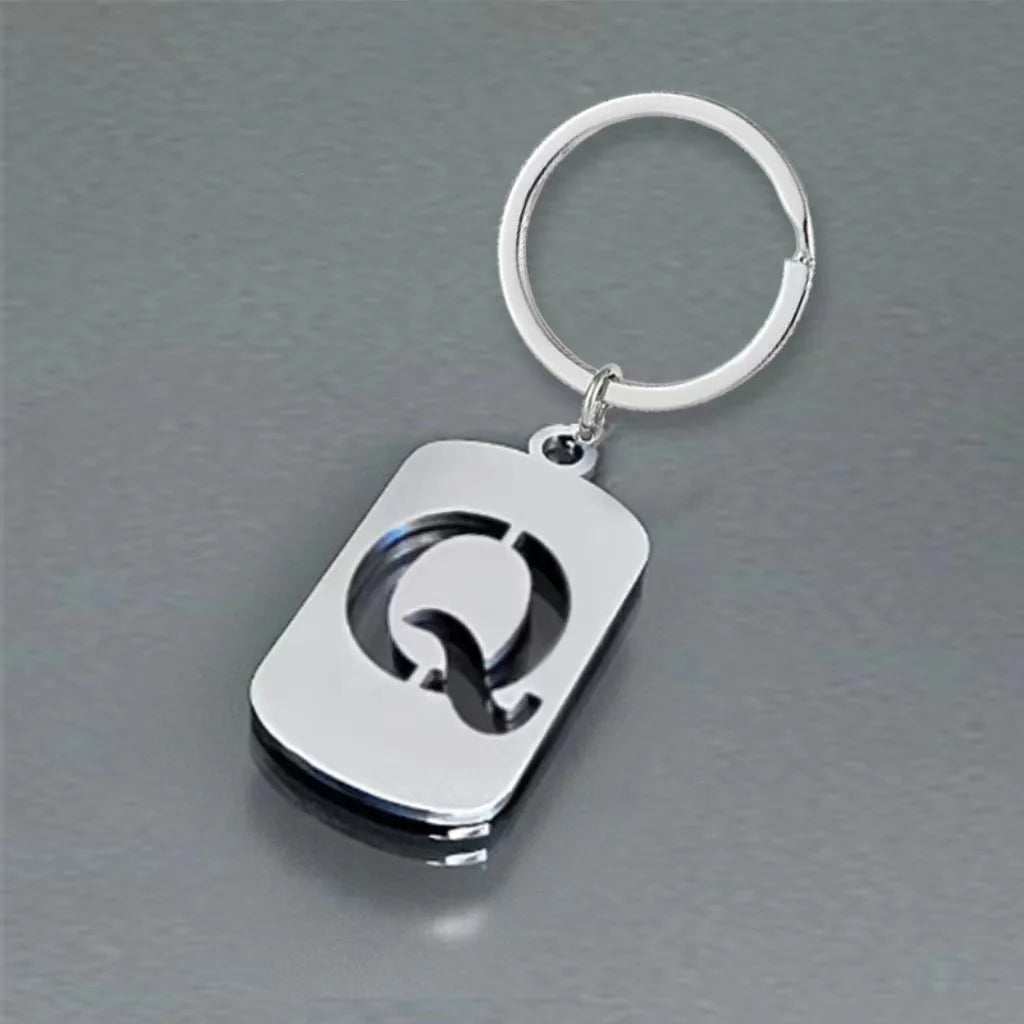 Stainless Steel Initial Letter Keychain – Men's Bag Pendant Letter Keychain PLUSH Q