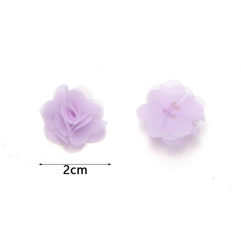 10pcs 2cm Chiffon Organza Flower Appliques – DIY Hair & Decor Fabric Flower Appliques PLUSH