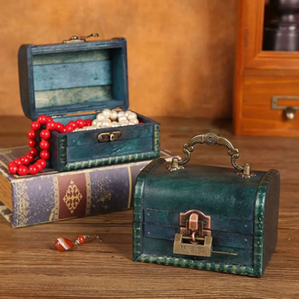 Vintage Wooden Suitcase Jewelry Box – Antique Retro Organizer Jewelry Storage Box PLUSH