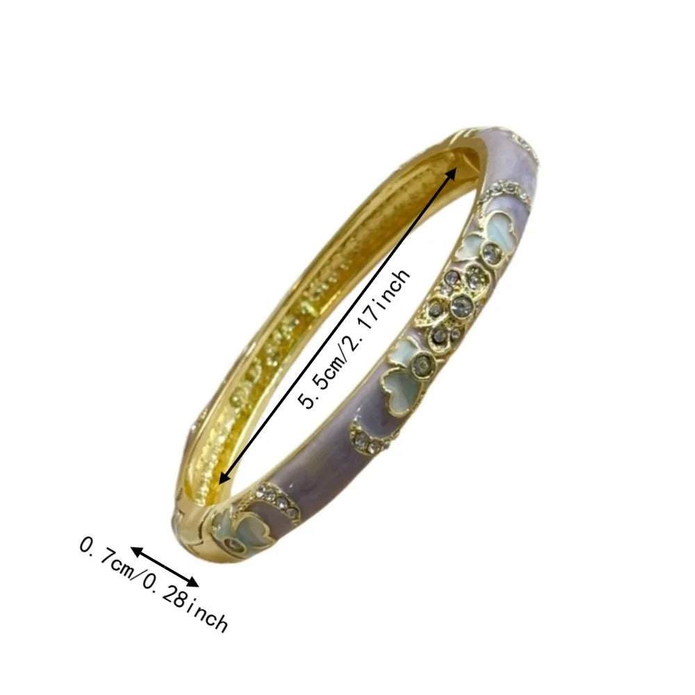 Colorful Cloisonne Enamel Bangle – Vintage Rhinestone Bracelet Enamel Bangle PLUSH