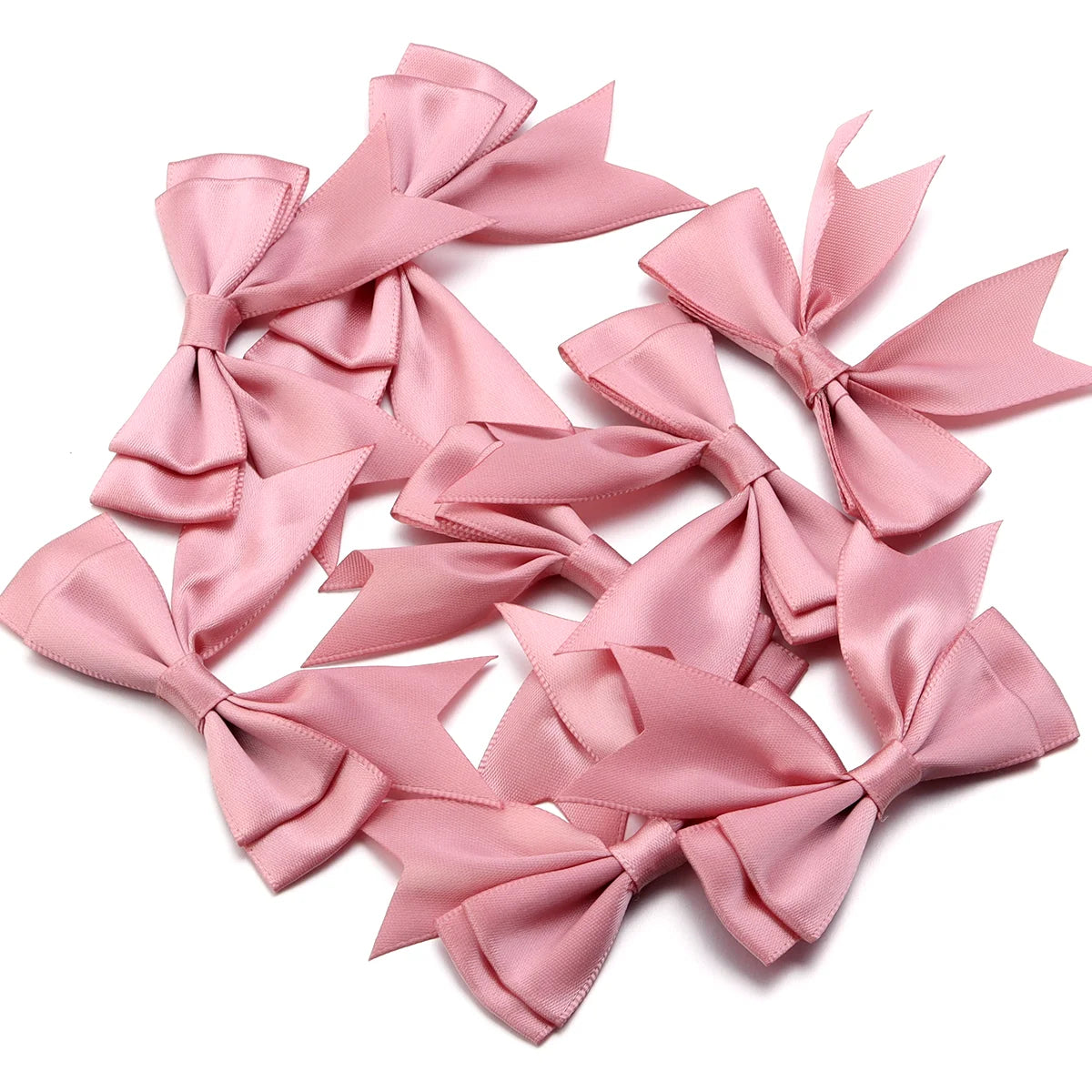 10pcs Satin Ribbon Bows – Colorful Double Layer DIY Bowknot Ribbon Bow Embellishment PLUSH Purple Pink 6cmx7cm