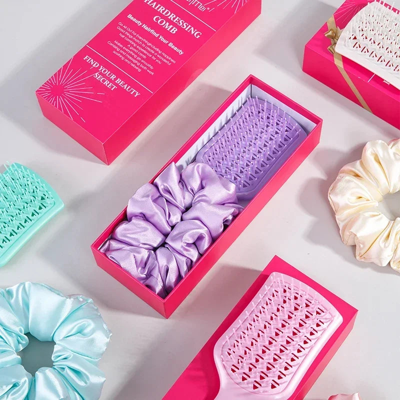 Hollow Comb & Velvet Headband Gift Box Set – Unisex Hair Accessory Gift Set PLUSH