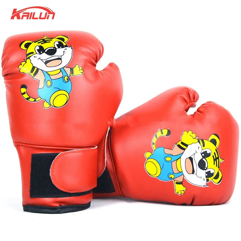 Kids PU Leather Boxing Gloves – Kickboxing Training Gloves Kids Boxing Gloves PLUSH tiger-red 10 Inches