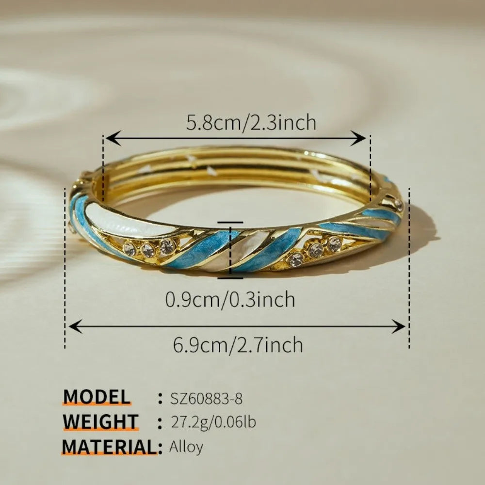 Cloisonne Floral Enamel Bangle – Vintage Women's Bracelet Enamel Bangle PLUSH Style 8