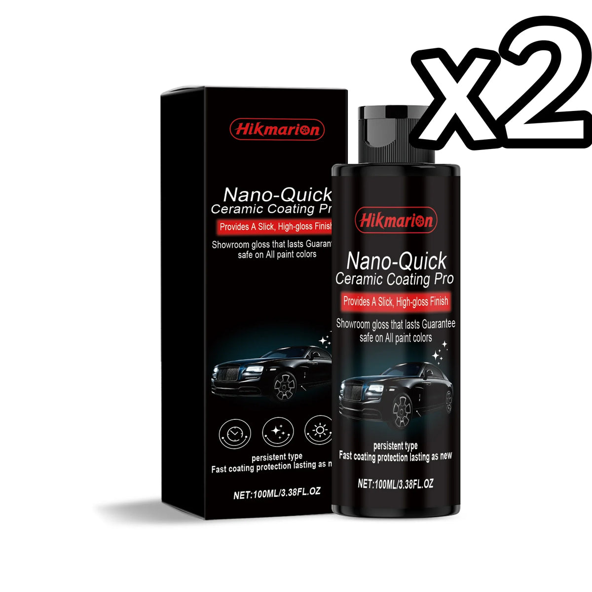 Hikmarion Ceramic Nano Coating Spray – Hydrophobic Car Polish Car Ceramic Coating Spray PLUSH 100ml Boxed x 2PCS