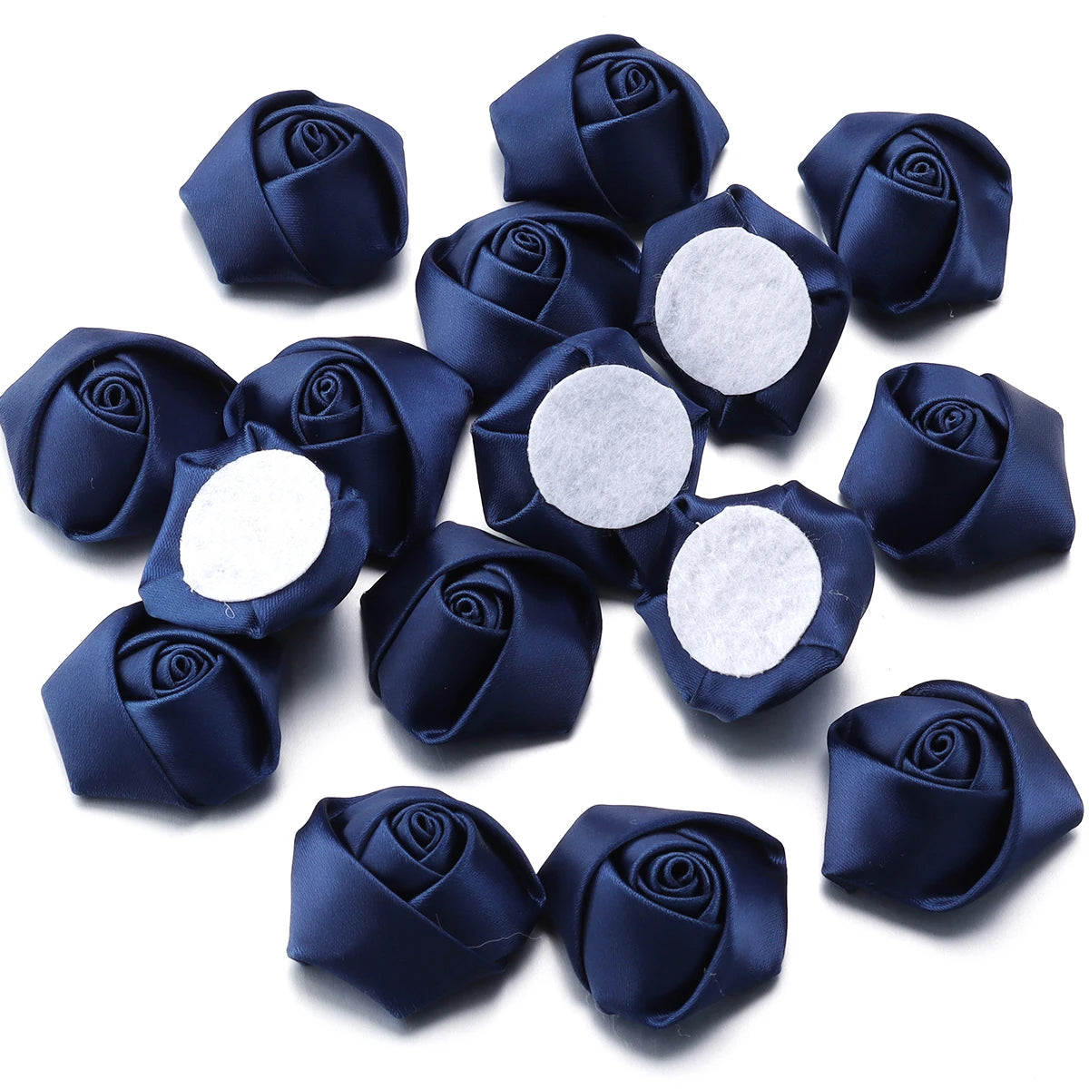 20pcs Mini Ribbon Rose Rosettes for DIY Hair Accessories & Crafts Hair Accessory Embellishments PLUSH Dark Blue 3.5-4cm
