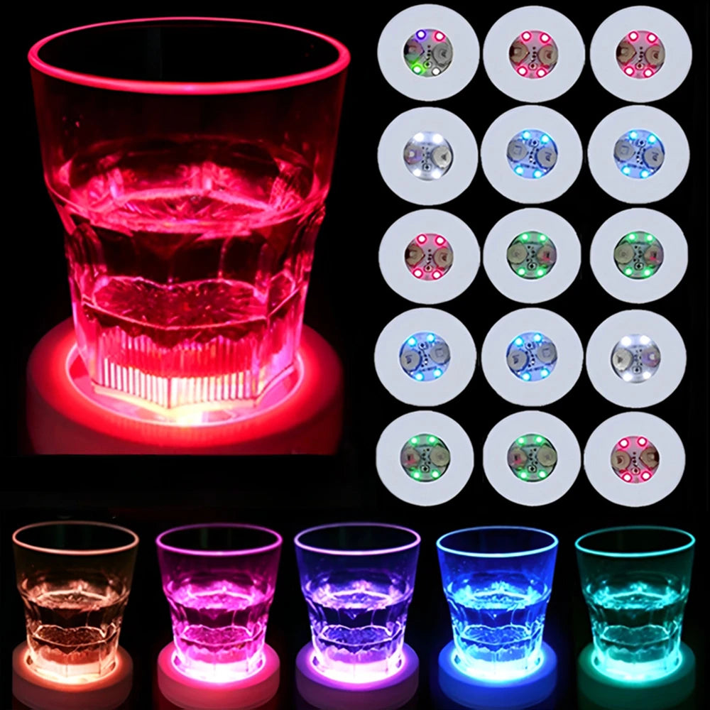 LED Luminous Bottle Coasters 6cm – Party Bar Wedding Decor LED Party Coaster PLUSH