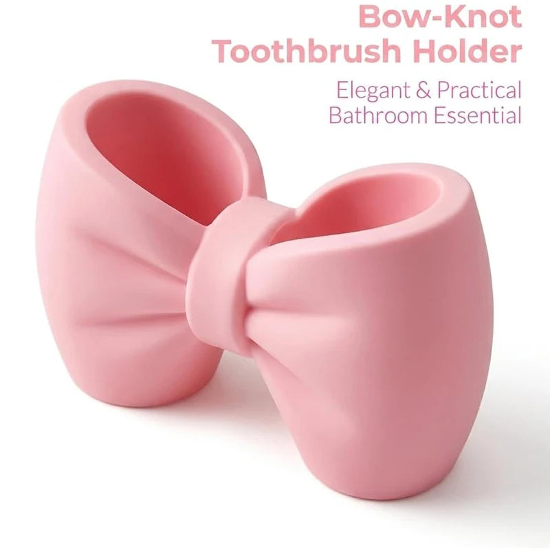 Cute Bow Toothbrush Holder – Freestanding Plastic Organizer Toothbrush Holder PLUSH