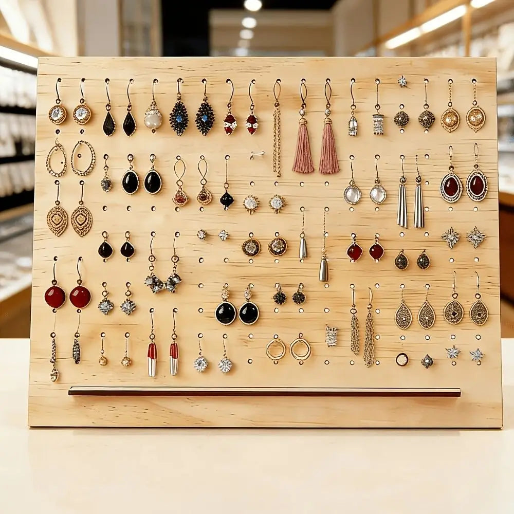 Wood Earring Holder Organizer – Large Capacity Display Stand Earring Display Stand PLUSH