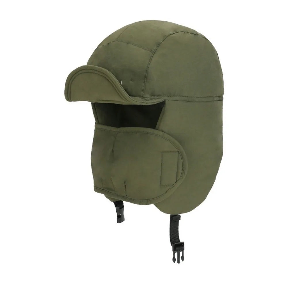 Windproof Winter Hat with Face & Ear Cover – Unisex Ski Cap Winter Earmuff Hat PLUSH Green