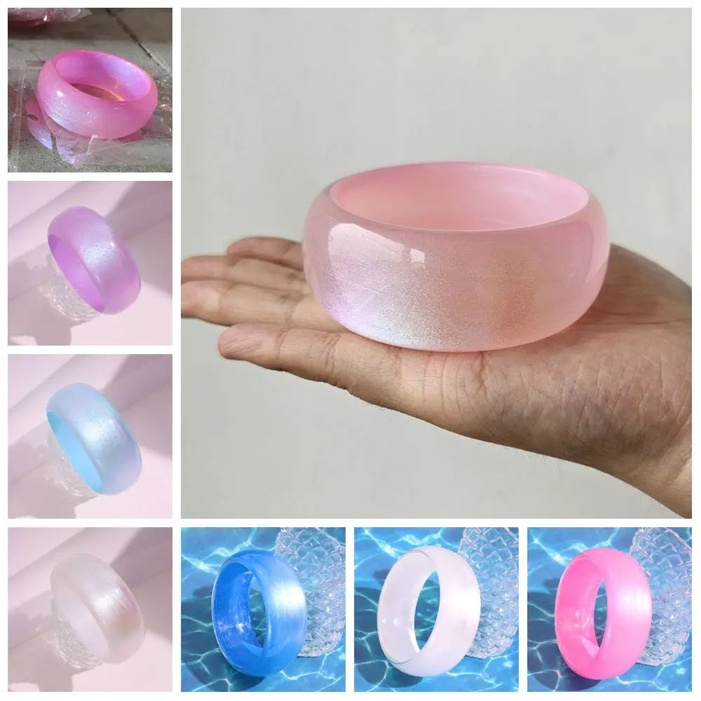 Bohemian Glitter Acrylic Bangle – Jelly Color Wide Bracelet Acrylic Bangle Bracelet PLUSH