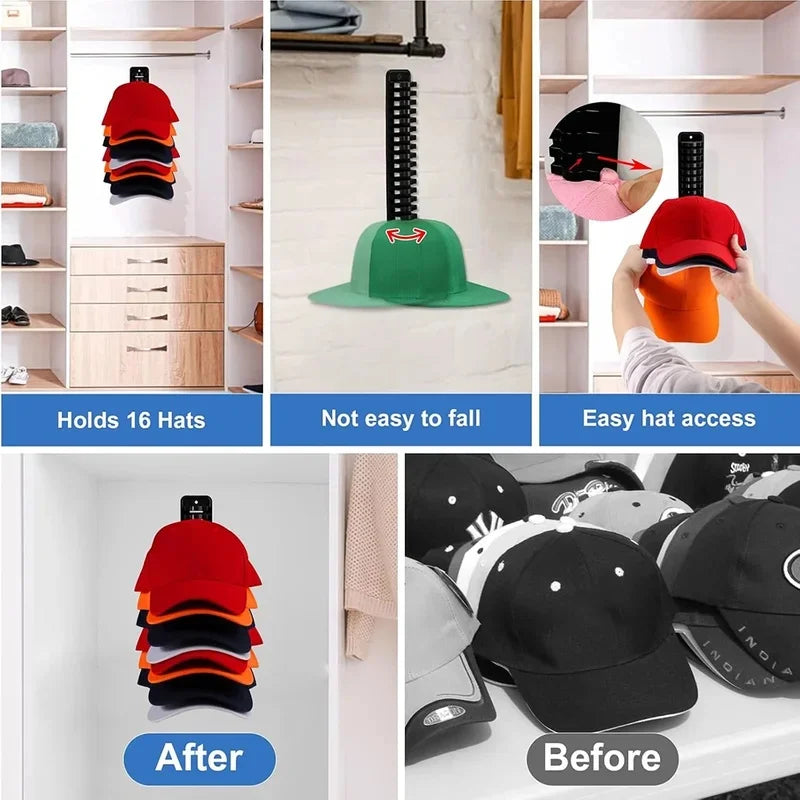 Wall Hat Rack Organizer – Holds 16 Baseball Caps Hat Rack Organizer PLUSH