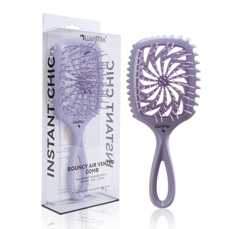 WANMEI Vented Detangling Hair Brush – Wet & Dry All Hair Types Detangling Hair Brush PLUSH Purple Boxed