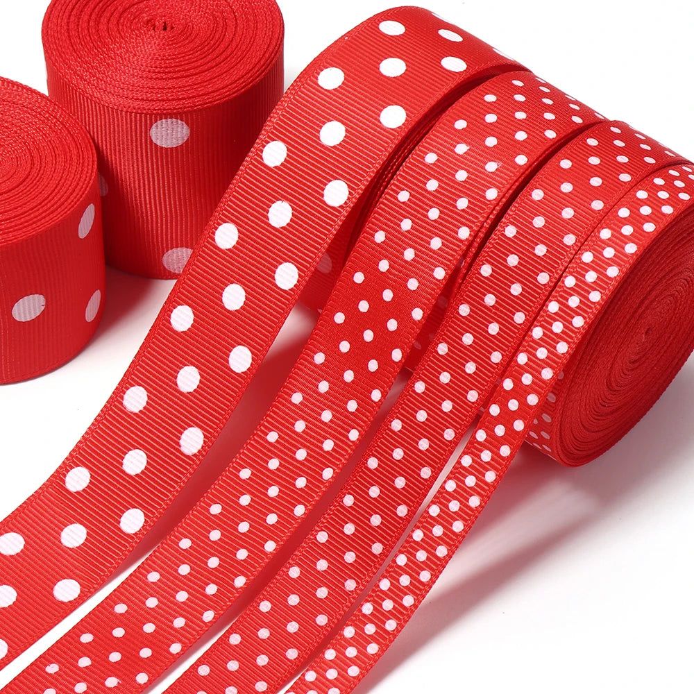 Red Polka Dot Grosgrain Ribbon – DIY Hair Bows & Gift Wrap Grosgrain Ribbon PLUSH