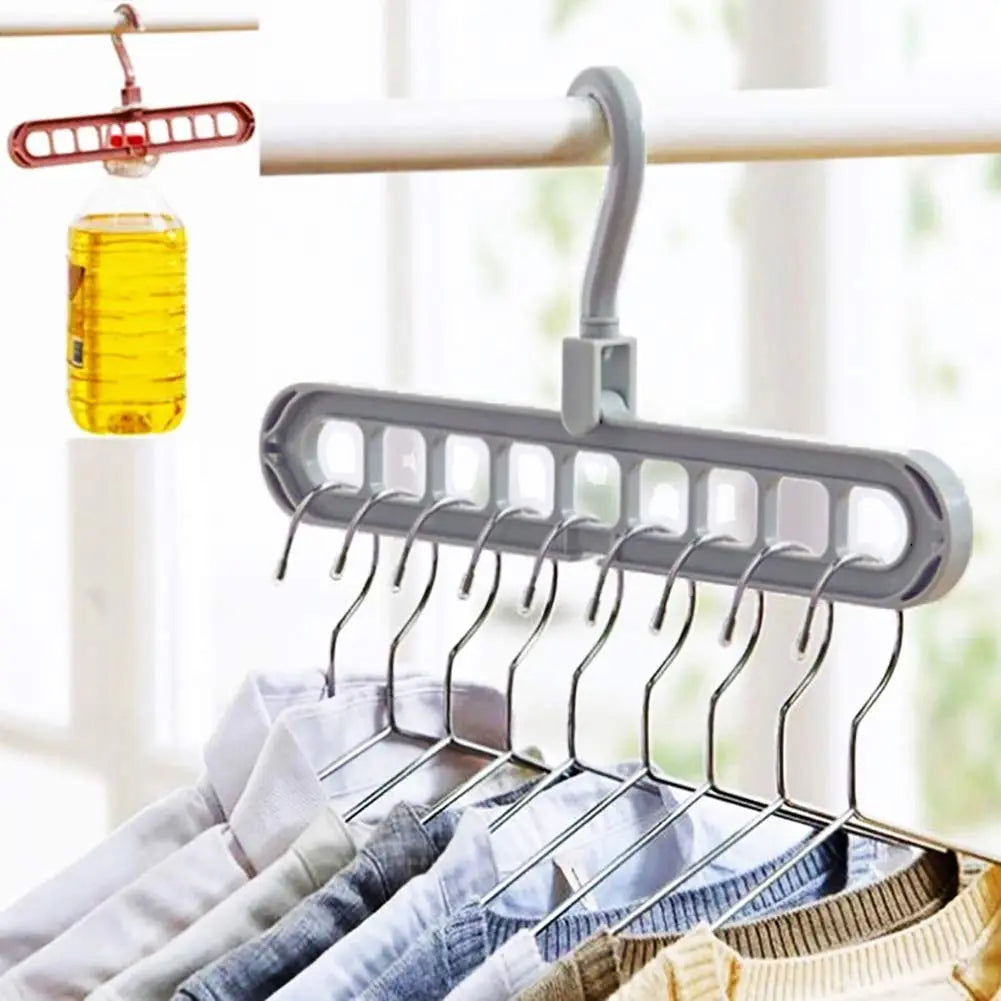 Foldable 9-Hole Closet Organizer Hanger – Space Saving Rack Closet Organizer Hanger PLUSH