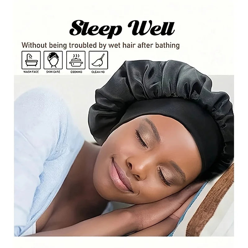 Satin Sleep Cap – Unisex Hair Protection Bonnet | Elastic Fit Satin Sleep Bonnet PLUSH
