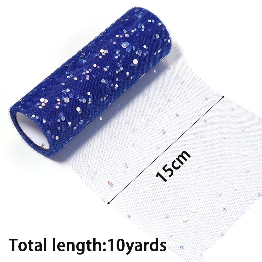 10 Yards Laser Sequin Glitter Tulle Mesh Fabric 15cm – DIY Craft Glitter Tulle Fabric PLUSH