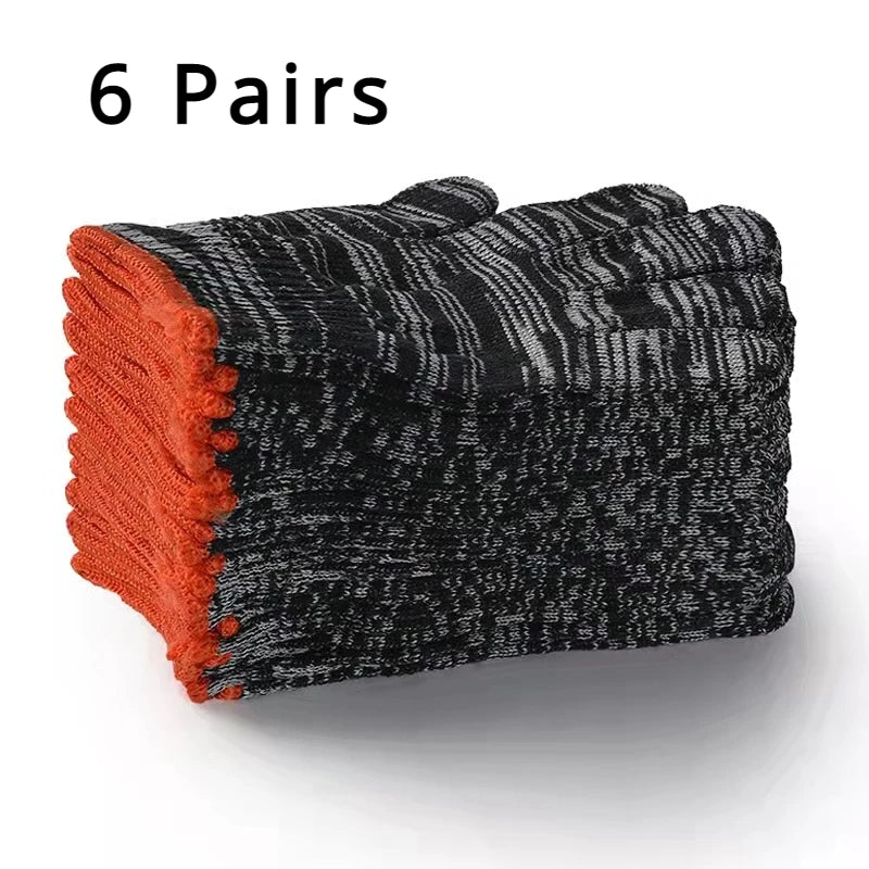 Non-Slip Knitted Cotton Work Gloves – 6/12 Pairs Work Gloves PLUSH 6 Paris