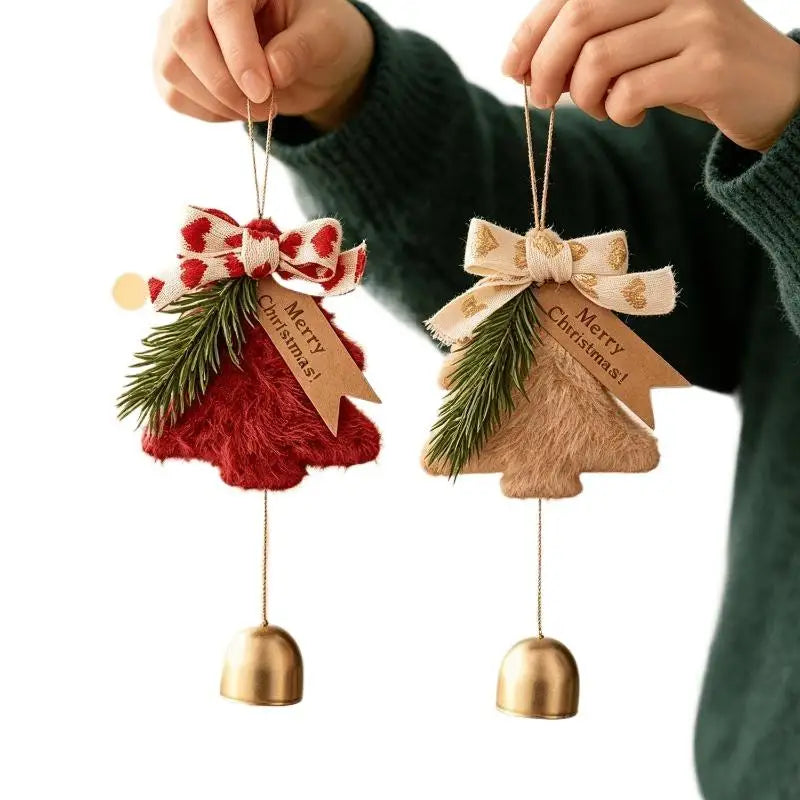 Fluffy Plush Christmas Tree Hanging Ornament with Jingle Bell Christmas Ornament PLUSH