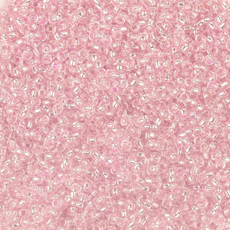 Silver Filled Glass Tube Seed Beads 10g – DIY Jewelry Making Glass Spacer Beads PLUSH light pink