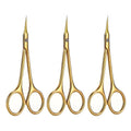 3pcs Stainless Steel Cuticle Scissors Set | Precision Nail Tool Cuticle Scissors Set PLUSH Gold 3pcs