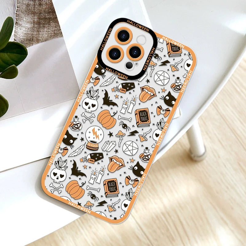 Halloween Pumpkin Bat Ghost iPhone Case – Shockproof Clear Cover iPhone Phone Case PLUSH