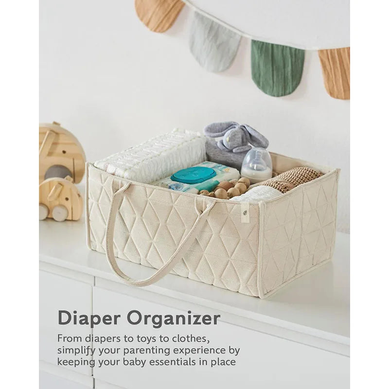 Large Capacity Portable Diaper Bag Off White Tote for Moms Diaper Tote Bag PLUSH