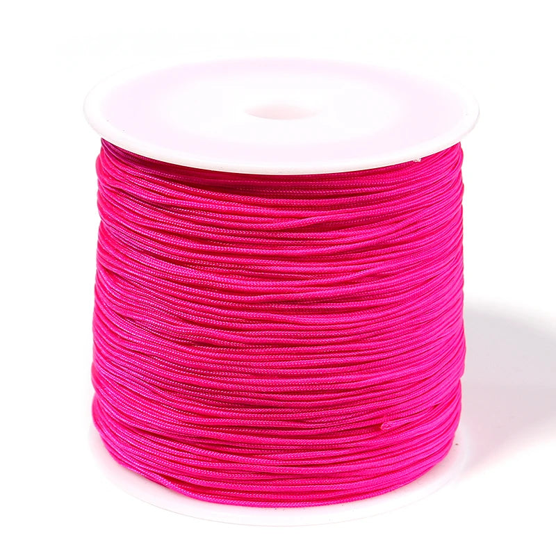 90m Multicolor Nylon Braiding Cord 0.8mm | Chinese Knot Thread Jewelry Braiding Cord PLUSH hotpink