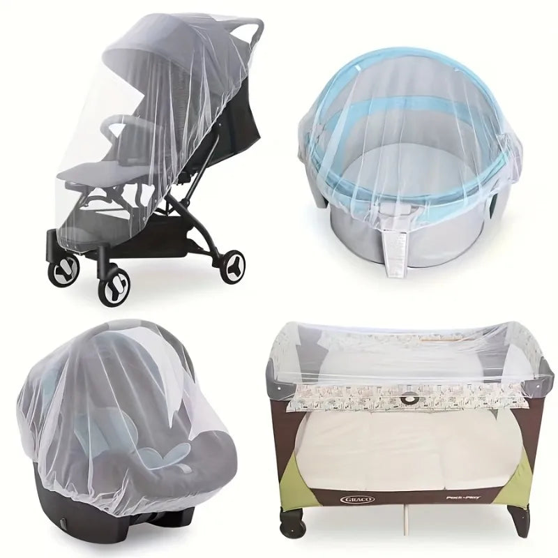 White Stretchy Mosquito Net for Stroller & Crib | 74x55cm Baby Mosquito Net PLUSH