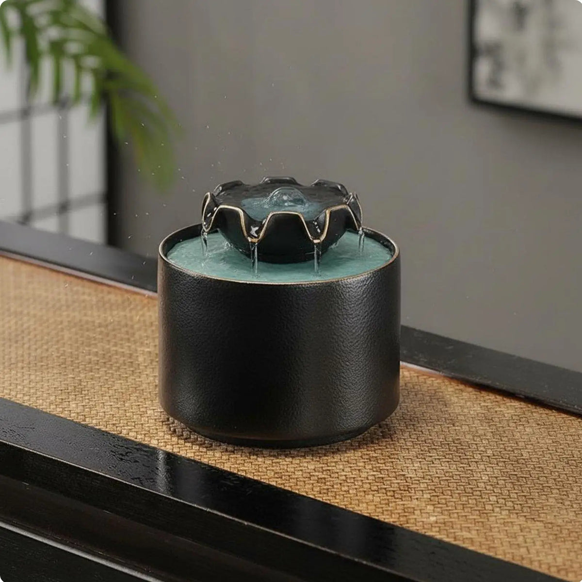 Ceramic Feng Shui Water Fountain – Tabletop Home Decor Tabletop Water Fountain PLUSH