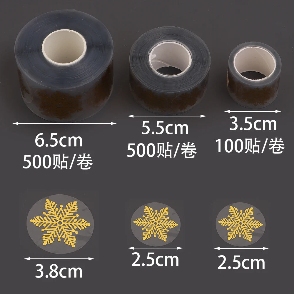 Gold Foil Christmas Snowflake Stickers – BOPP Gift Wrap Labels Decorative Sticker Labels PLUSH