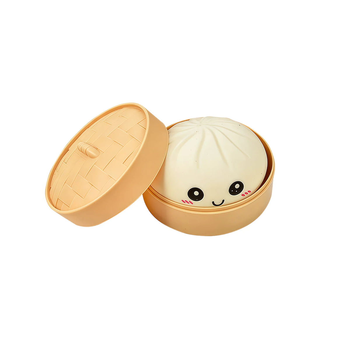 Kawaii Dumpling Squeeze Toy with Steamer – Squishy Dough Ball Squishy Fidget Toy PLUSH C Beige