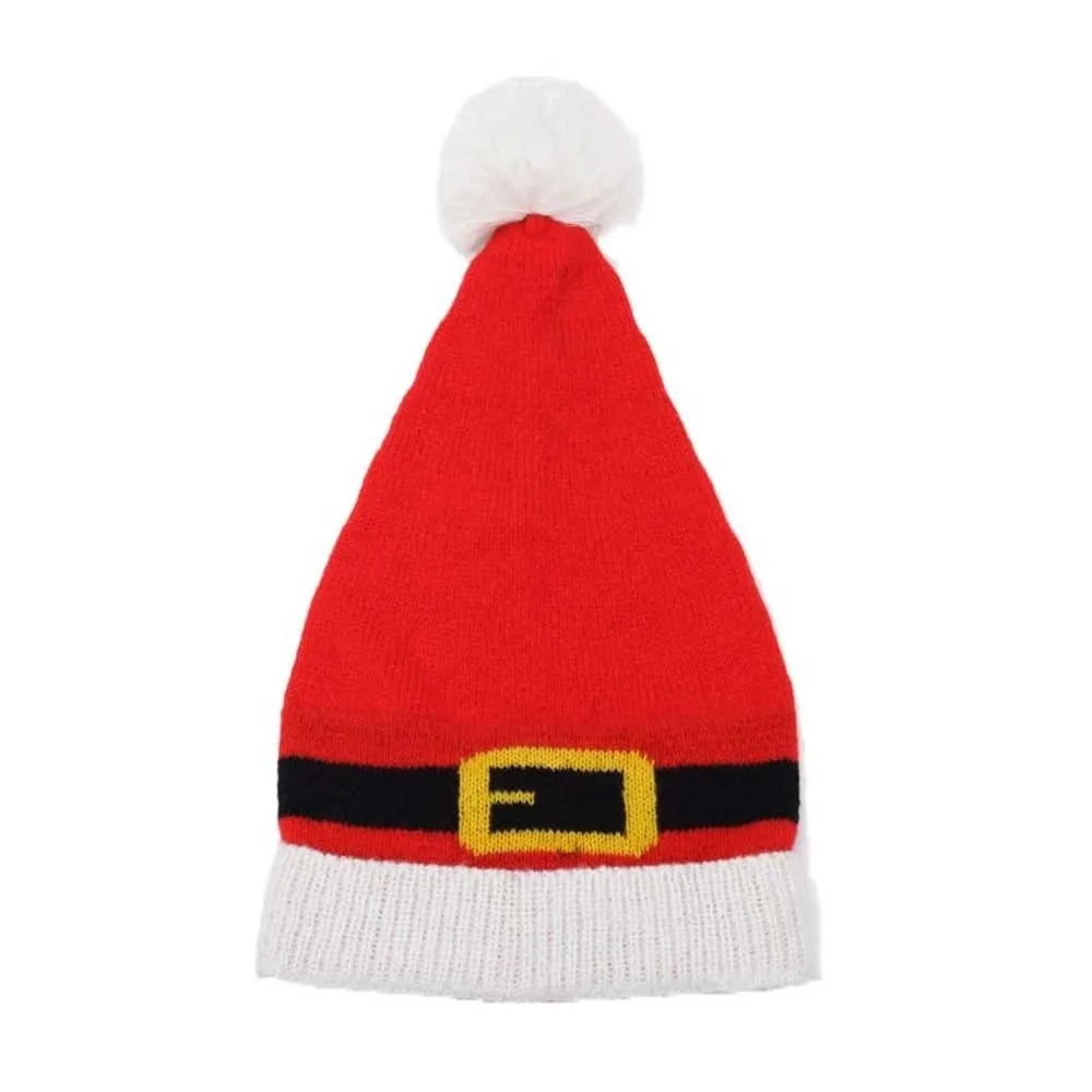 Knitted Christmas Hat & Scarf Set – Striped Snowflake Pom Holiday Knit Set PLUSH Hat 1