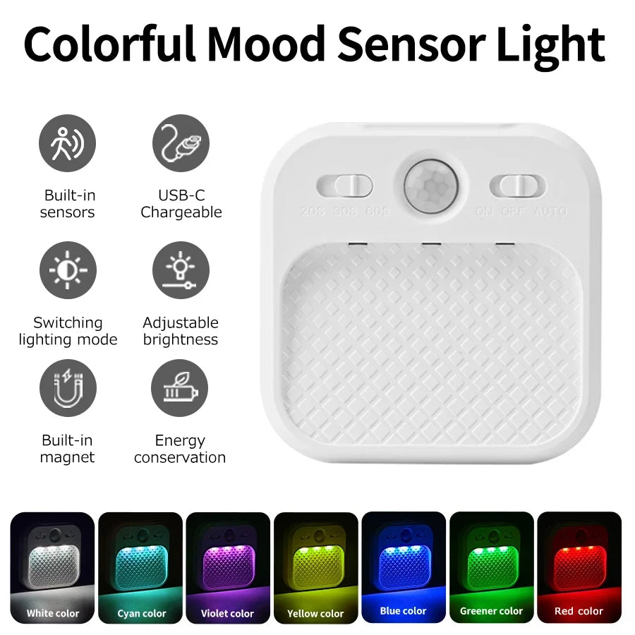 Motion Sensor LED Night Light Rechargeable Dimmable RGB 1-4 Pack Motion Sensor Night Light PLUSH 1 Piece 7 Colors in One