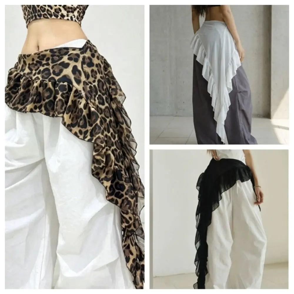 Y2K Ruched Mini Skirt – High Waist Leopard Ruffle Overlay Mini Overlay Skirt PLUSH