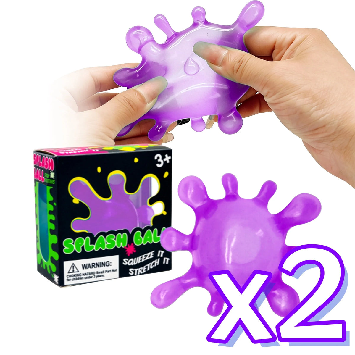 Splash Squeeze Ball – Slow Rising Squishy Fidget Toy Squishy Fidget Toy PLUSH Purple Color x 2