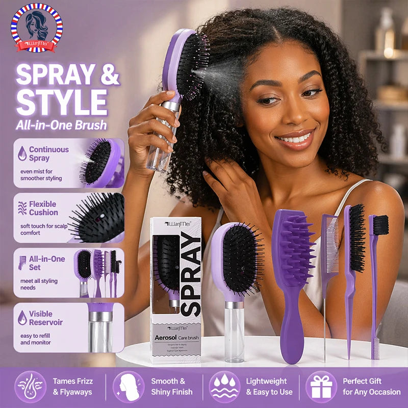 Spray Air Cushion Hair Brush Kit – Detangling Massage Comb Hair Brush Kit PLUSH